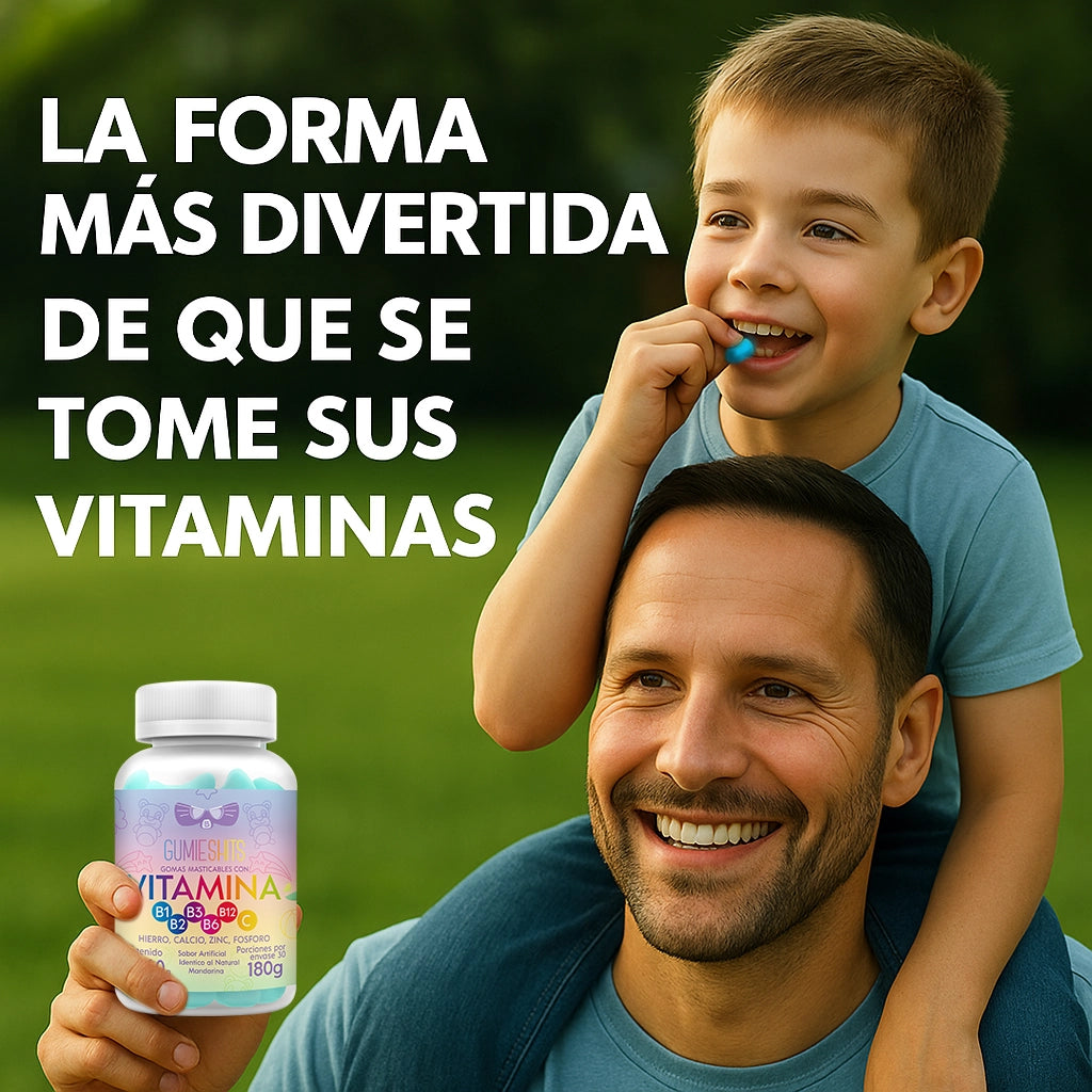 MULTIVITAMINICO EN GOMITAS PARA NIÑO: COMPLEJO B, VITAMINA C + enrriquecidas con hierro, calcio, zinc y fosforo.