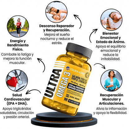 ✅ ULTRA OMEGA 3: EL OMEGA 3 MÁS CONCENTRADO Y COMPLETO DEL MERCADO, potencia real:  EPA 1.125 mg  + DHA 875 mg.