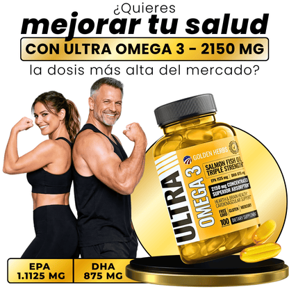 ✅ ULTRA OMEGA 3: EL OMEGA 3 MÁS CONCENTRADO Y COMPLETO DEL MERCADO, potencia real:  EPA 1.125 mg  + DHA 875 mg.